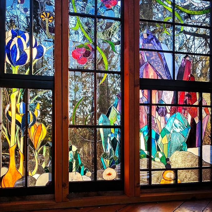 9 Sheets Stained Glass Sheet, 4 x 6 inch Iridescent Glass Sheets Mosaic Glass - Image 6