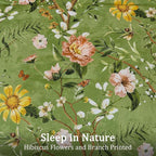 Yiran Sage Green Hibiscus Floral Comforter Set Queen Size, 7 Piece Bird Flowers - Image 4