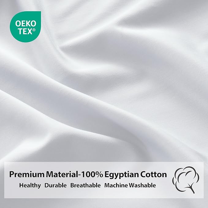 Full Size Fitted Sheet Only White, 100% Egyptian Cotton 600 Thread Count - Image 5