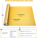 VinylRus Glitter Heat Transfer Vinyl Rolls-10” x 8ft Gold Iron on Vinyl - Image 6