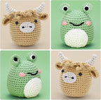 CrochetBox Crochet Kit for Beginner, Highland Cow and Frog Learn How to Crochet - Image 2