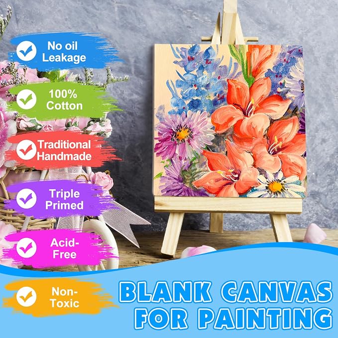 ESRICH Canvas for Painting, 3 Pack Square Canvas Boards for Painting 12x12 100% - Image 3