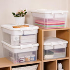 Citylife 17QT 4-Pack Plastic Craft Storage Box Buildable Lid Removable Tray | - Image 9