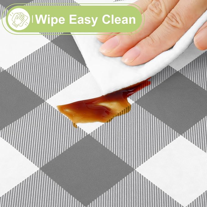 Smiry Rectangle Table Cloth, Waterproof Vinyl Tablecloth - Image 3