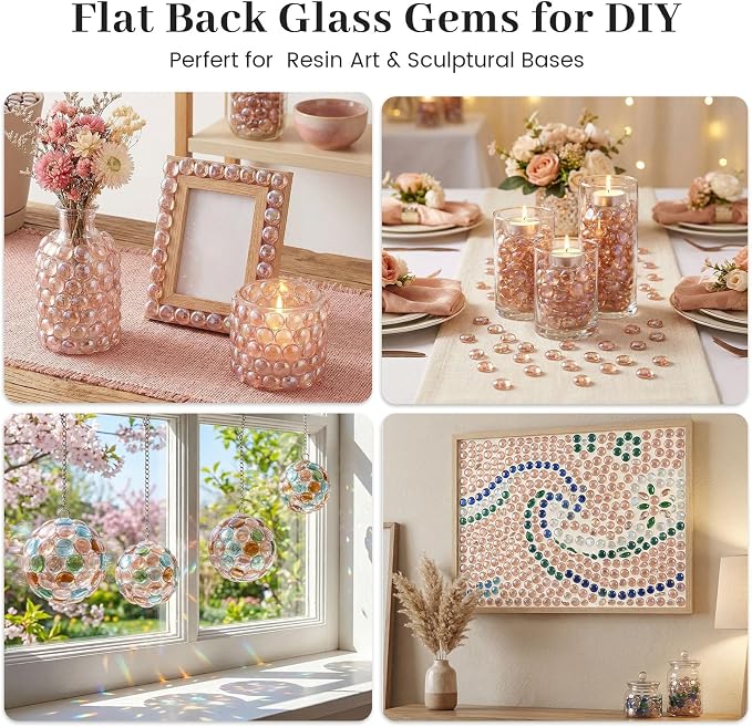 FUTUREPLUSX 1 LB Pink Flat Glass Marbles, Vase Fillers Gems | Glass Beads - Image 6