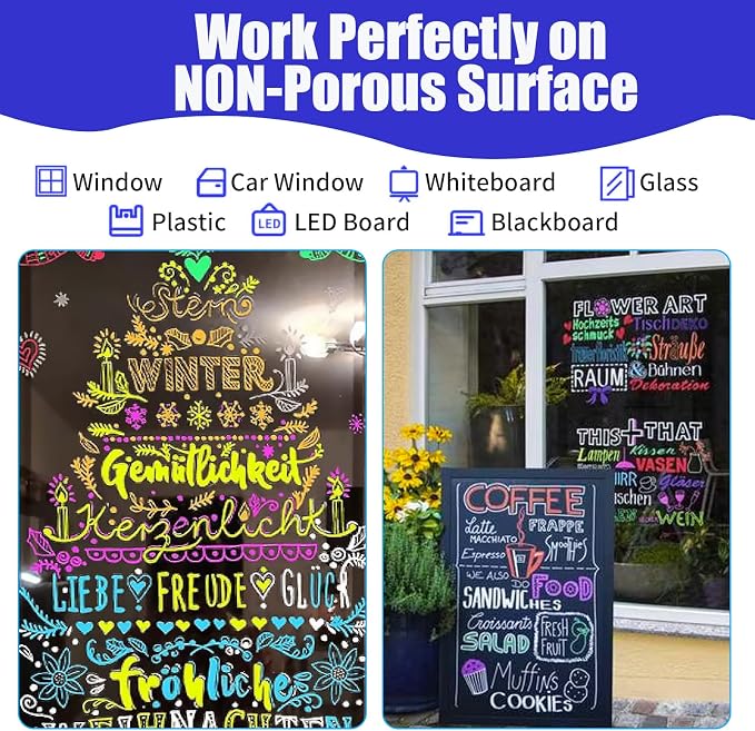 Window Chalk Markers for Cars Glass Washable, 20 Colors Jumbo Liquid Chalk - Image 7