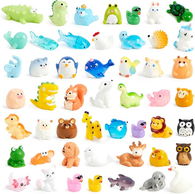 JOYIN 50 Pcs Mini Resin Animals Figures, Mix Resin Animals Figurines by JOYIN