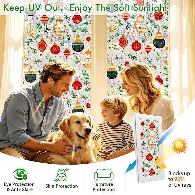 SOMWISE Rainbow Window Privacy Film, Heat Control, UV Blocking, Anti-Glare - Image 4