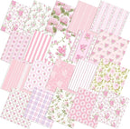 HunnmingRe 20 Pcs 10''x10'' Pink Hydrangea Flower Quilting Fabric Square Pink by HunnmingRe