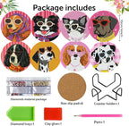 8 Pack Diamond Art Coasters, Funny Dog Diamond Painting Coasters Kits | Dog - Image 2