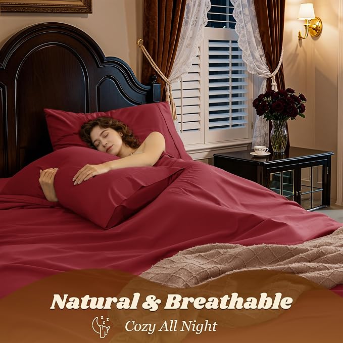 LBRO2M 1000 Thread Count 100% Egyptian Cotton Sheets Set King Size, 4 Piece - Image 5