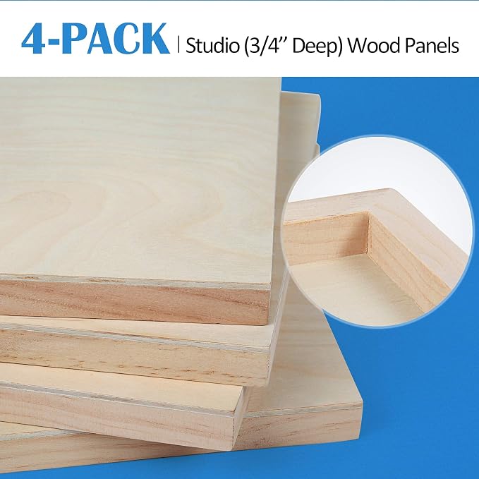 Falling in Art Unfinished Birch Wood Canvas Panels Kit, 4 Pack of 2 Sizes - Image 7
