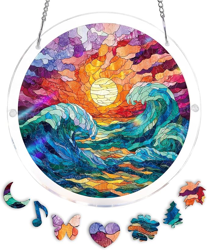 Acrylic Puzzle Suncatcher, Lunar Waves Sun Catcher by Unknown