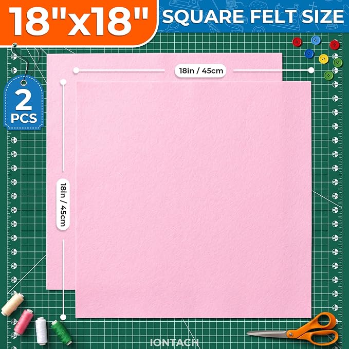 IONTACH 18" X 18" Soft Felt Sheets 1.6mm Thick | Acrylic Felt Fabric Sheets - Image 2