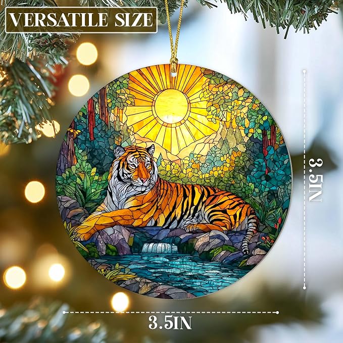 3D Effect Printed Tiger Christmas Acrylic Ornament, Majestic Tiger Ornaments - Image 6
