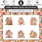 Patchwork Fairy Cottage Cotton Fabric Panel – 6 Designs + Bonus Sheet 29.5×19.6 - Image 3