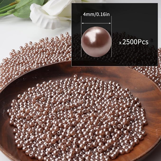 2500pcs Coffee 4mm Pearl Beads - Image 2