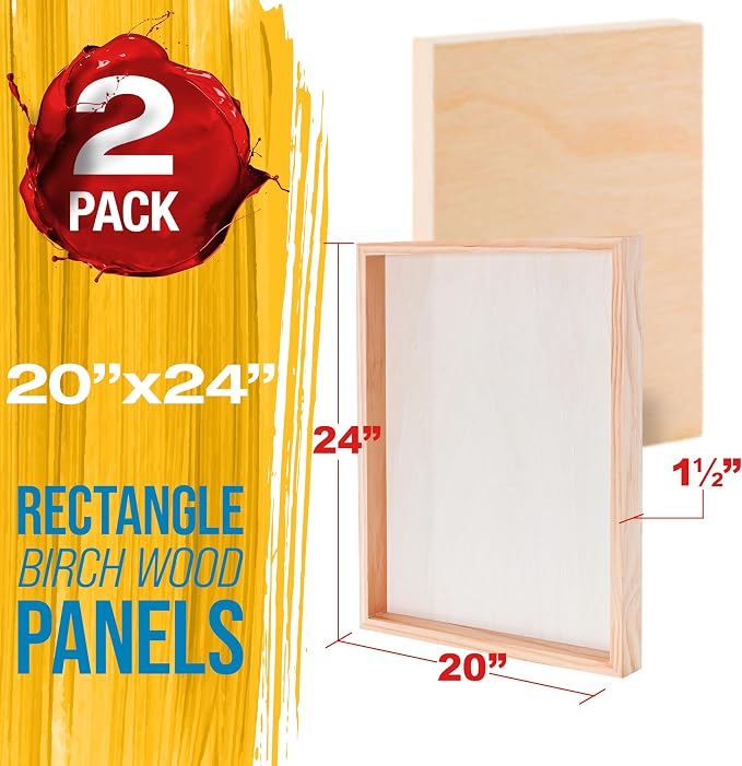 U.S. Art Supply 20" x 24" Unfinished Cradled Wood Panels - Image 2