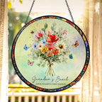 Custom Family Birth Flowers Glass Sun Catcher, Custom Mom's Grandma's Garden by Noni