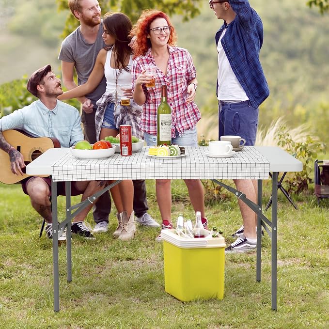 SUPER DEAL Portable 4 Foot Plastic Folding Table, Small Indoor Outdoor Heavy - Image 2