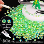 5000pcs 2mm Resin Rhinestones Bulk, Transparent Grass Green AB Flatback Round - Image 5