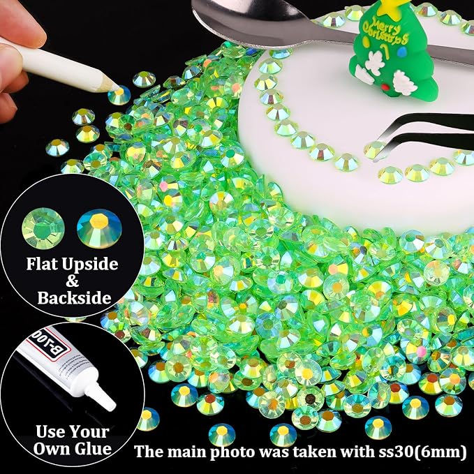 5000pcs 2mm Resin Rhinestones Bulk, Transparent Grass Green AB Flatback Round - Image 5