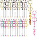 30 Pcs Beadable Keychain Bars Bulk, Bead Keychains Colorful Metal, DIY by Unknown