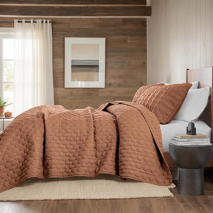 WDCOZY Burnt Orange Quilts Queen Size Bedding Sets - Image 5