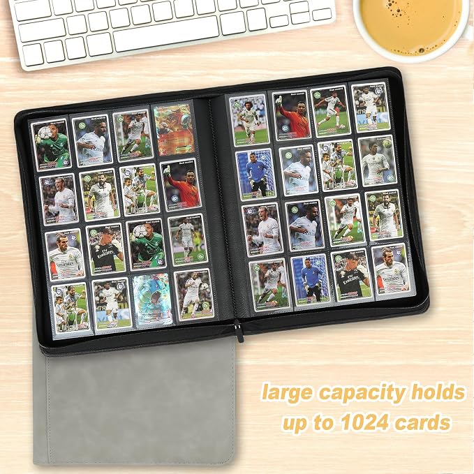 16 Pocket Ringless Side Loading Trading Card Binder, 1024 Cards PU Fixed Page - Image 8