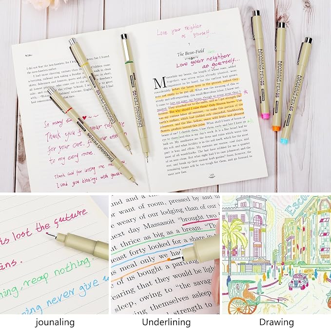 Muchcute Micro Fineliner Drawing Art Pens: 20 Set Extra Fine Line Waterproof - Image 5