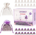 26 Pack Cedar and Lavendar Home Fragrance for Drawers and Closets - Stop Clothes Damage, Cedar Chips and Natural Dried Lavender Sachets Bags