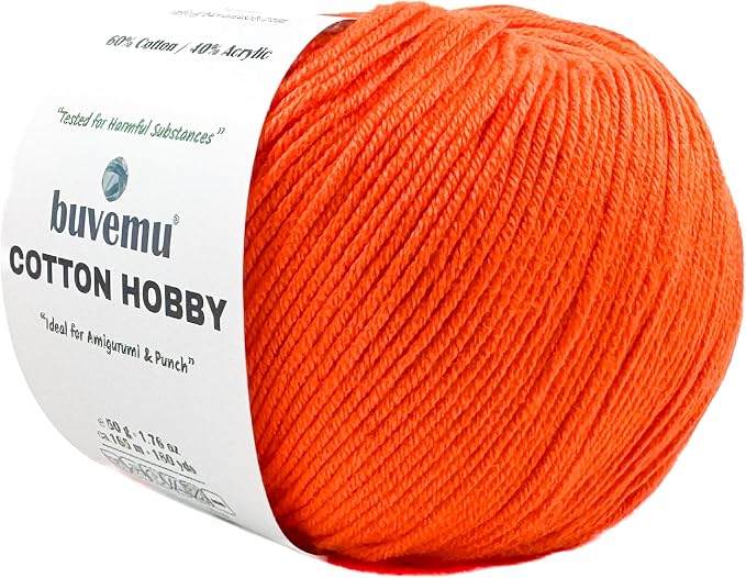 Cotton Hobby Yarn for Amigurumi Crochet & Knitting | 1.76 oz / 180 yds by buvemu