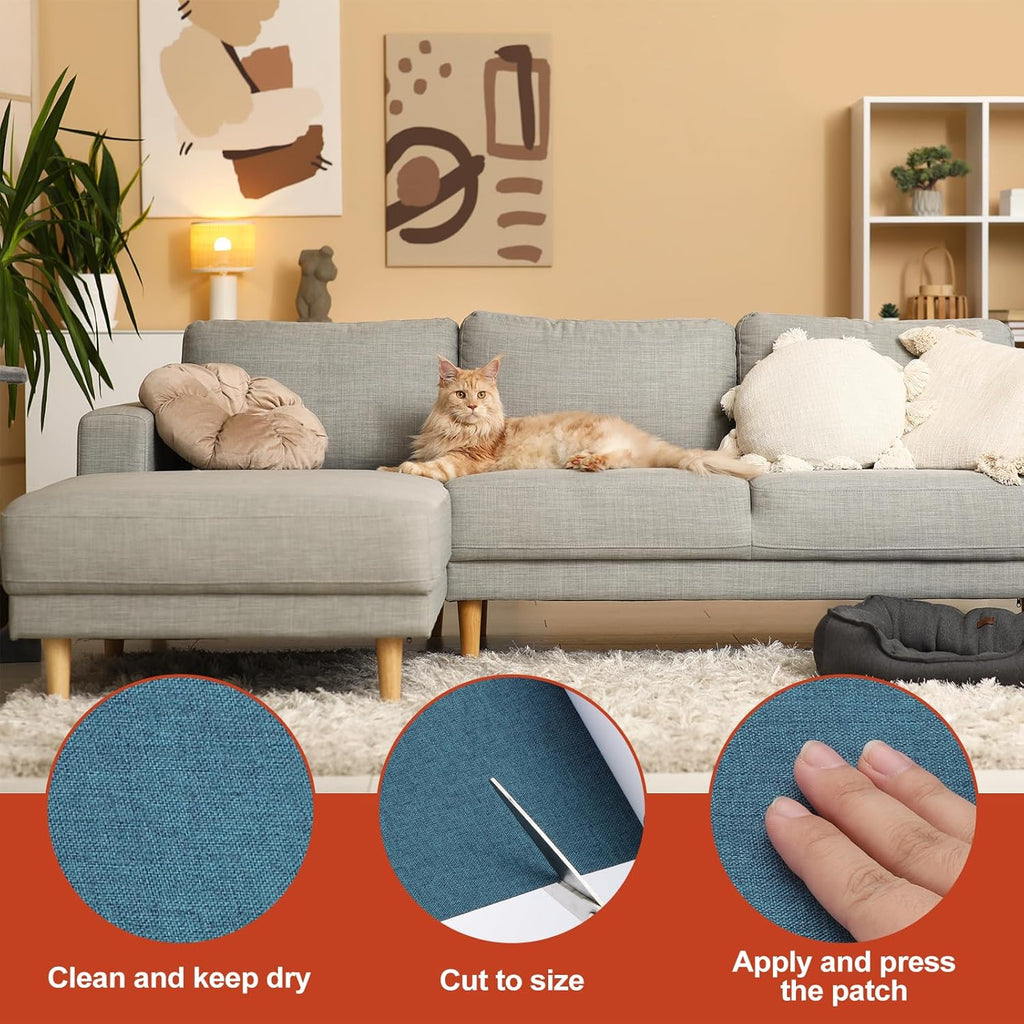 PATIKIL 70x4.4 Inch Linen Repair Tape, Repair Fabric Patch Self Adhesive Couch Patch Line Repair Patch for Furniture Sofa Car Seats Office Chairs, Dark Blue