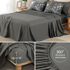 Yiran 7 Piece Grey Floral Comforter Set Queen Size, Botanical Flowers Bed in a - Image 7