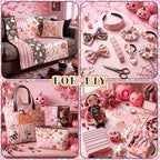 HunnmingRe 20 Pcs 10''x10'' Pink Halloween Quilting Fabric Square Pink Spooky - Image 6