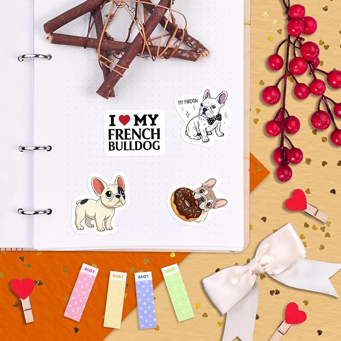 100Pcs French Bulldog Stickers for Water Bottle, Laptop - Image 8