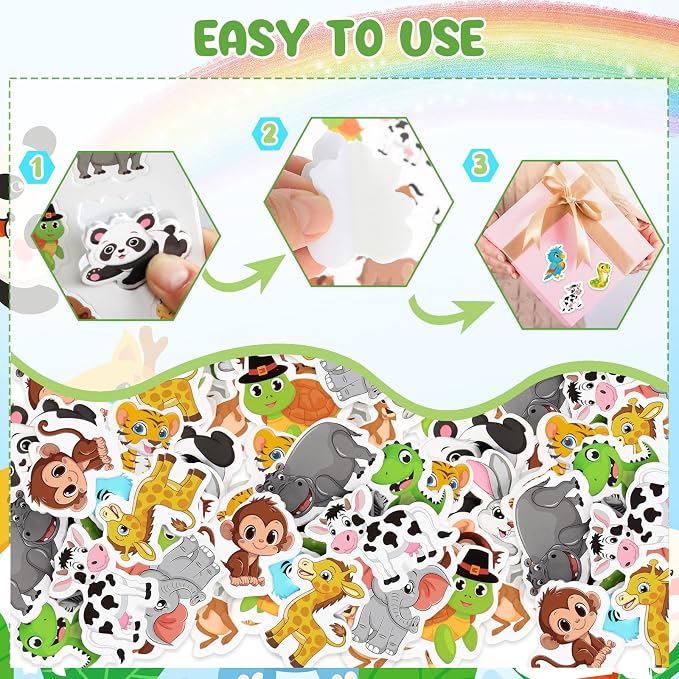 300Pcs Animals Foam Stickers, Self-Adhesive Cartoon Forest Animals Foam Reward - Image 6