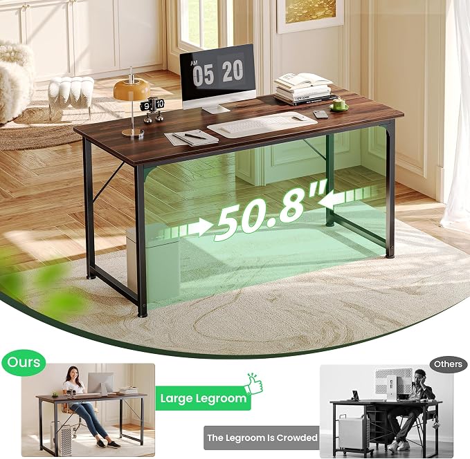 Huuger Computer Desk, 54 Inch Office Desk, Gaming Desk - Image 6