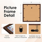 FIXSMITH 12x12 Picture Frame Brown Set of 2, Photo Frame - Image 3
