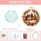 Zhenqing Autumn Cottage Squirrel Embroidery Kit - Image 4