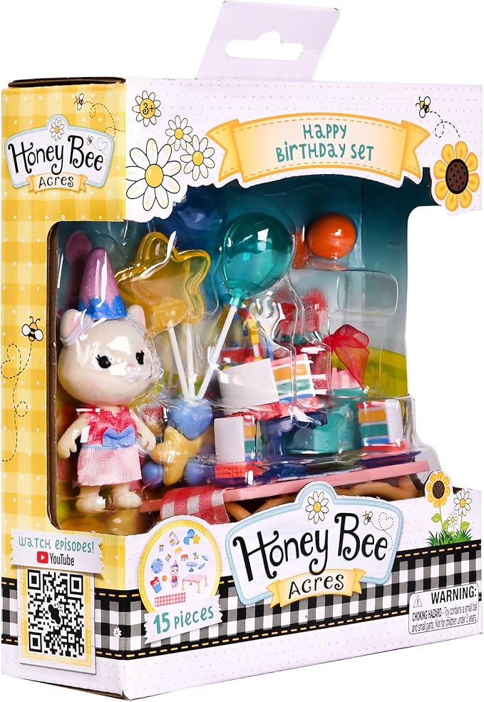 Honey Bee Acres Birthday Wishes Playset, 15 Piece Miniature Dollhouse Party Set - Image 7