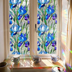 Bloss Blue Iris Flowers Sunroof Film Floral Rainbow Effect Static Clings Window - Image 8