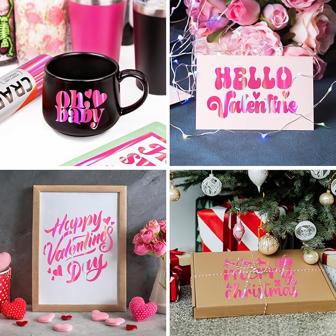 WRAPXPERT Holographic Vinyl Roll Pink, Holographic Permanent Vinyl Glossy - Image 2