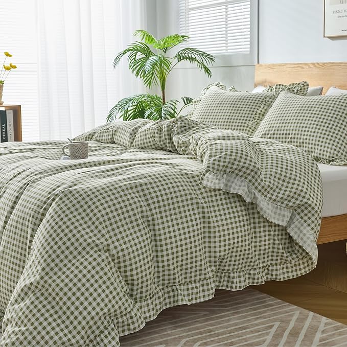 Gingham Duvet Cover Twin Size, 2 Pieces Soft Breathable Microfiber Plaid - Image 7