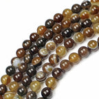MJDCB Natural Stone Beads Coffee Stripe Agate Round Loose Beads - Image 5
