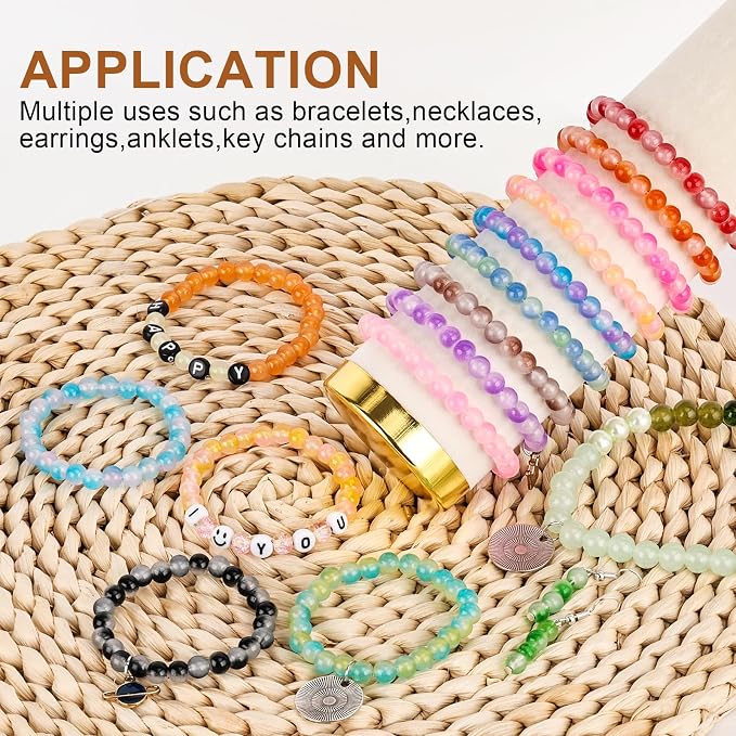 XSEINO About 1200+ PCS 6mm Double Colors Style Glass Beads Bracelet Making Kit - Image 4