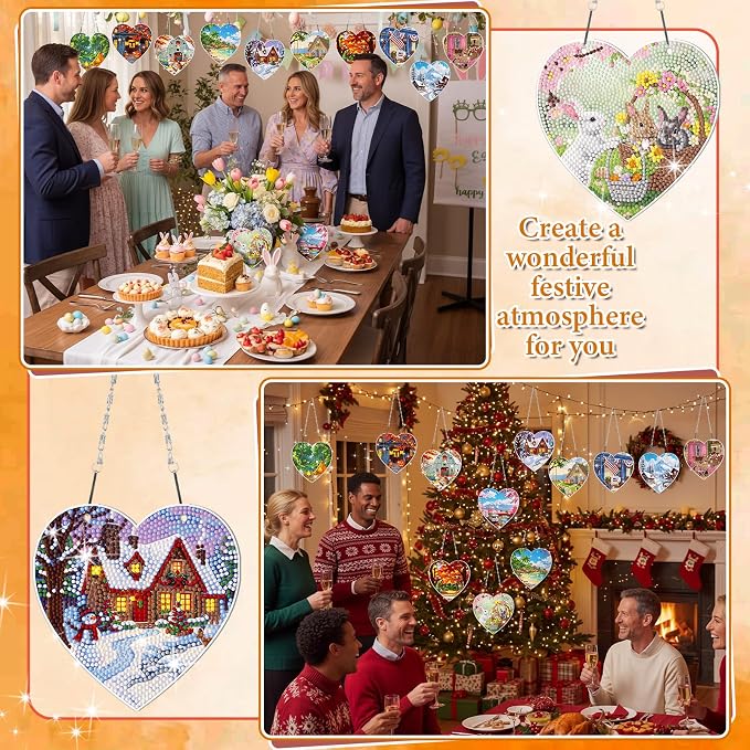 Cinnvoice 12 Pcs Summer Seasonal Diamond Art Hanging Ornament Kit - Image 5