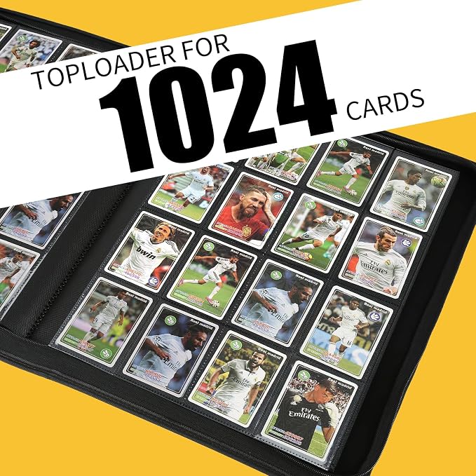16 Pocket Ringless Side Loading Trading Card Binder, 1024 Cards PU Fixed Page - Image 6