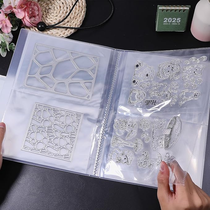 GLOBLELAND 80 Pockets Clear Stamps Storage Album Cut Dies Storage Bag Embossing - Image 4
