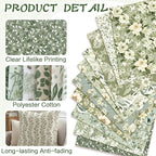 Tudomro 16 Pcs 10'' x 10'' Sage Green Quilting Fabric Square Greenery Floral - Image 3